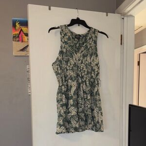 Angie Green and White Floral Tank Top